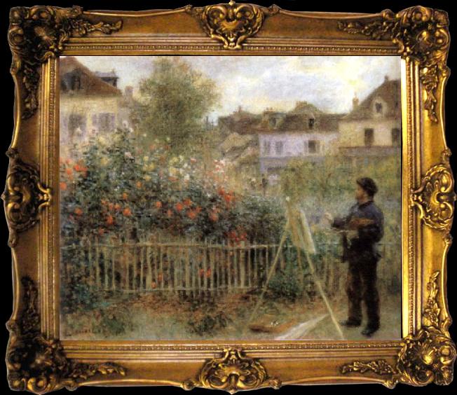 framed  Pierre-Auguste Renoir Monet Painting in His Garden Argenteuil, Ta026